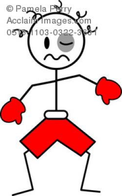 Clip Art Image of a Stick Figure Boxer With a Black Eye
