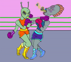 alien girls boxing by eymoitz on DeviantArt