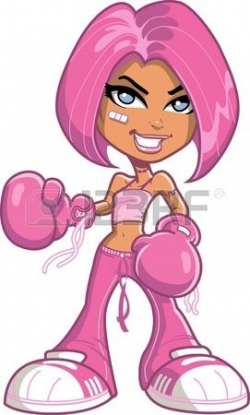 Tough pink sexy attractive girl woman with boxing gloves fighter ...