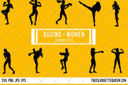 Woman Boxing silhouette, Female Boxing | Design Bundles