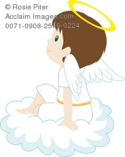 Clip Art Illustration Of A Little Boy Angel Sitting On A Cloud
