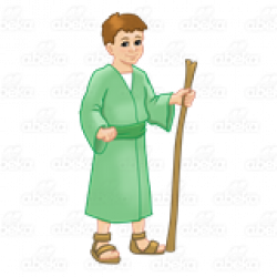 Abeka | Clip Art | Bible Times Boy—wearing green with a staff