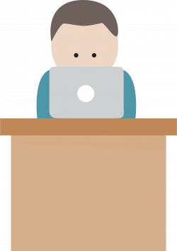 Clipart - Boy With Computer At Desk