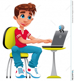 Boy And Computer. Illustration 15560387 - Megapixl
