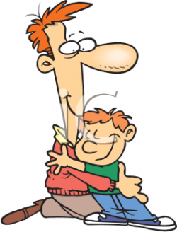 iCLIPART - Cartoon Clipart of a Boy Hugging His Dad | window ...