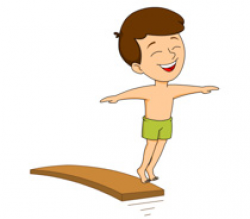 boy on diving board preparing to dive into water clipart | Clipart ...