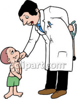 Doctor Talking To Sick Young Boy Royalty Free Clipart Picture