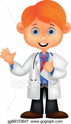 Clip Art Vector - Cute little male doctor cartoon wav. Stock EPS ...