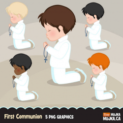 First Communion Clipart for Boys. Characters, graphics, praying boys ...