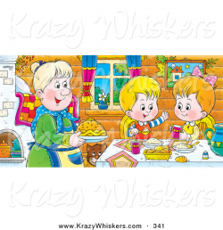 Critter Clipart of a Happy and Smiling Boy and Girl at a Table ...