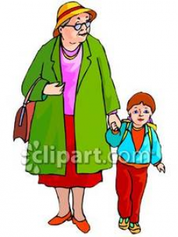 A Little Boy Walking To School with His Grandma Royalty Free Clipart ...