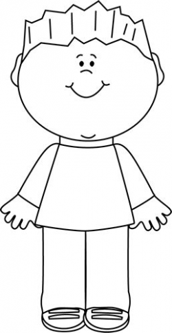 Happy Boy Outline Clipart