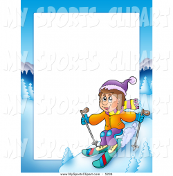 Sports Clip Art of a Skiing White Boy Border Frame Around White ...