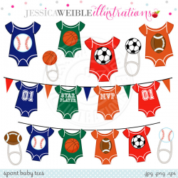 String of Baby Boy Sport Clothes Cute Digital Clipart for