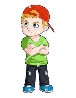 Upset Young Boy With Arms Crossed Cartoon Vector Clipart | Vector ...