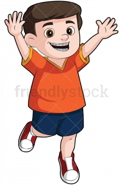 Happy Boy Wearing Braces Vector Cartoon Clipart | Happy boy