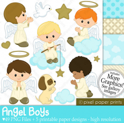 Angel Boys - Digital paper and clip art set by Pixel Paper Prints ...