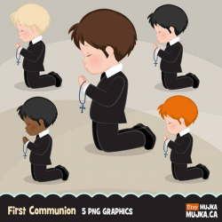 First Communion Clipart for Boys. Characters graphics