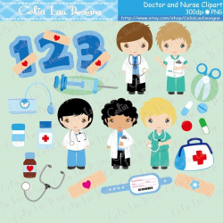 Cute Boys Nurse and Doctor clipart Career clipart Doctor