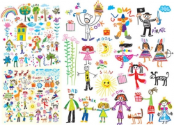 Cheerful children clip art illustrations Free vector in Encapsulated ...