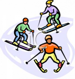 Three People Skiing - Royalty Free Clipart Picture
