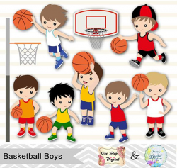 Digital Basketball Boys Clipart, Basketball Boy Digital Clip Art ...