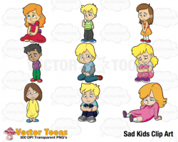 Sad Kids Clip Art Digital Clipart Digital Graphics
