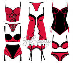 Lingerie Digital Clipart-Boudoir-Crimson-Red-Bachelorette-Valentines ...