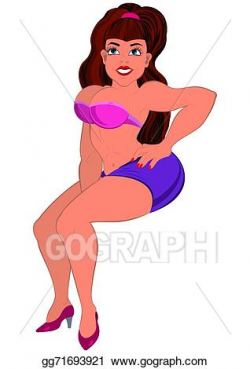Vector Art - Cartoon brunet fit woman in bra. Clipart Drawing ...