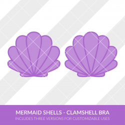 Mermaid Shells Clamshell Bra SVG EPS DXF Silhouette Studio