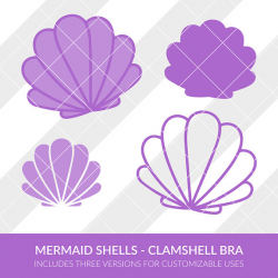 Mermaid Shells Clamshell Bra SVG EPS DXF Silhouette Studio