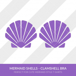 Mermaid Shells Clamshell Bra svg, eps, dxf, studio3, png, jpg, clipart,  Silhouette Cameo, Cricut Design Space, Brother Scan Cut Mermaid Life