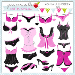 Oh La La Lingerie Pink Cute Digital Clipart for Card Design ...