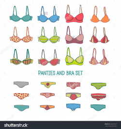 stock-vector-set-of-underwear-colored-bras-and-panties-in-hand-drawn ...