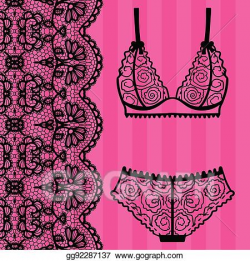 EPS Illustration - Hand drawn lingerie. panty and bra set. Vector ...