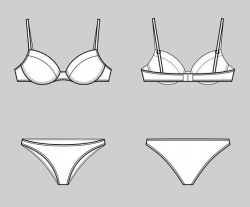 Bra and underwear vector fashion flat sketch,Adobe Illustrator ...