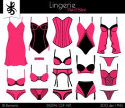 Sexy Lingerie Digital Vector Clip art / Sexy Bra Set Clipart Design ...