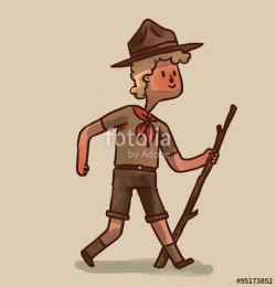 Vector Boy Scout, blonde hair. Cartoon image of a boy scout with ...