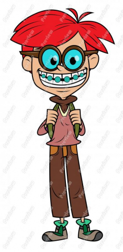 Boy With Braces Clip Art - Royalty Free Clipart - Vector Cartoon Drawing