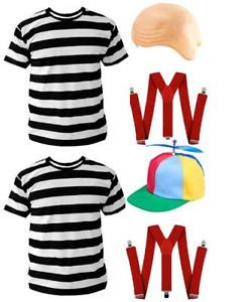 Fancy Dress Tweedle Dee or Dum Costume Set 3pc T shirt Braces ...