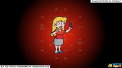 A Woman With Braces Takes A Selfie On A Red And Black Gradient ...