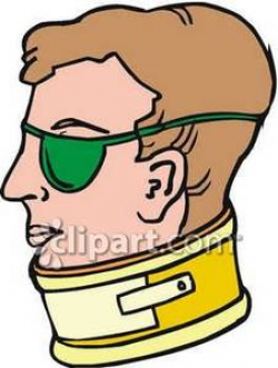 Man Wearing a Neck Brace and an Eye Patch - Royalty Free Clipart Picture