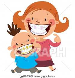 Stock Illustration - Happy mom and son with braces. Clipart ...