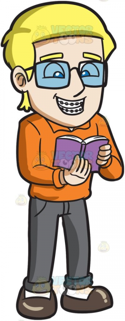 A Man With Braces Reading A Book | Blonde man