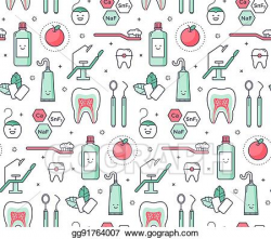 Vector Art - Iconic seamless pattern about dentistry. EPS clipart ...