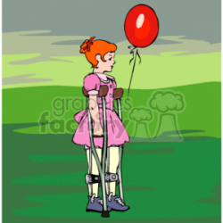 Royalty-Free A Young Girl with Braces on her legs Using Crutches ...