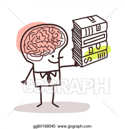 Stock Illustrations - Man with big brain and books. Stock ...