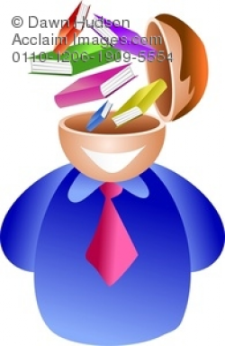 Clipart Illustration of Business Man With a Book Brain