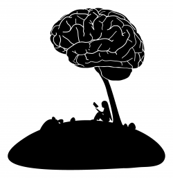 Girl Reading Book Under A Brain Tree Clipart - Design Droide
