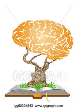 Vector Art - Brain tree on book. Clipart Drawing gg60335843 - GoGraph